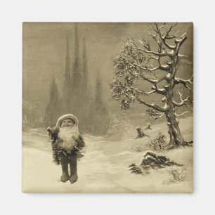 SANTA DER GNOMES Funny Christmas Sepia Brown Magnet