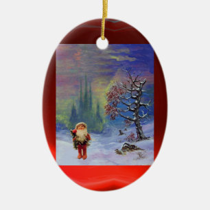 SANTA DER GNOMES MIT RED RUBY KERAMIK ORNAMENT