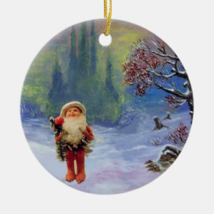 SANTA DER GNOMES MIT RED RUBY KERAMIKORNAMENT