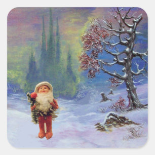 SANTA DER GNOMES QUADRATISCHER AUFKLEBER