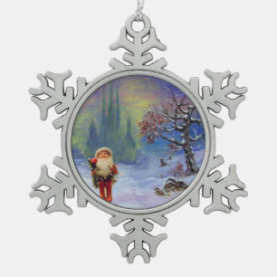 SANTA DER GNOMES SCHNEEFLOCKEN Zinn-Ornament