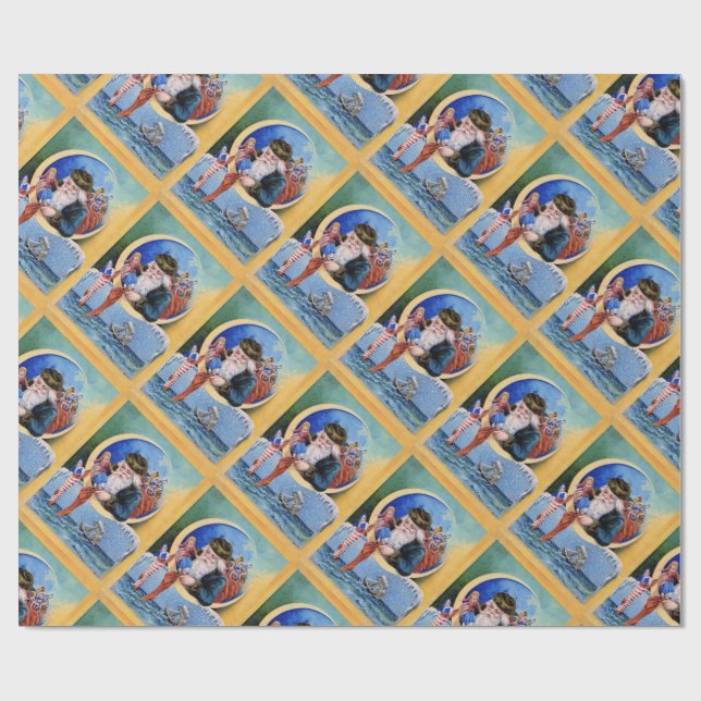 SANTA DER SAILORS, MOON, CHRISTMAS SOCKS AND TOYS GESCHENKPAPIER (Flach)