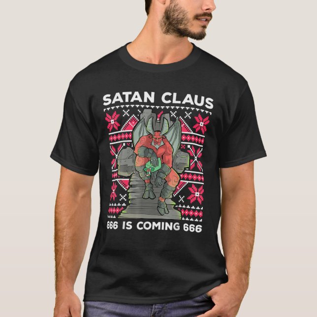 Santa Devil Gothic Occult Ugly Christmas Satan 666 T-Shirt (Vorderseite)