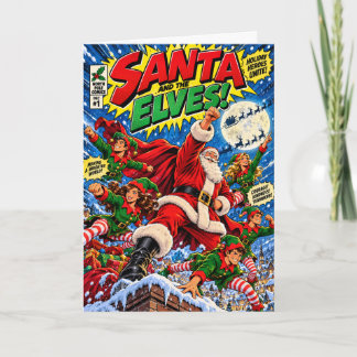 Santa & Die Elfen Superhelden-Weihnachtskarte | Re Karte