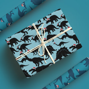 Santa Dinos! Spaß & Whimsical Blue Dinosaurier Xma Geschenkpapier Set