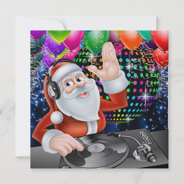 Santa DJ Disco Weihnachten / Neujahr Einladung (Vorderseite)