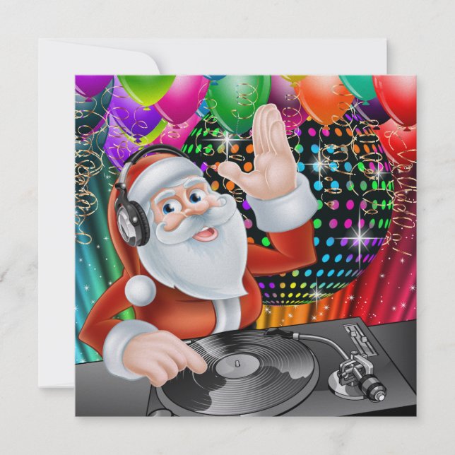 Santa DJ Disco Weihnachten / Neujahr Einladung (Vorderseite)