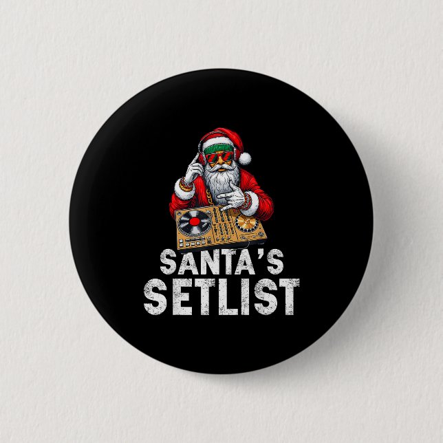 Santa Dj Musician Santa’s Setlist House Music  Button (Vorderseite)