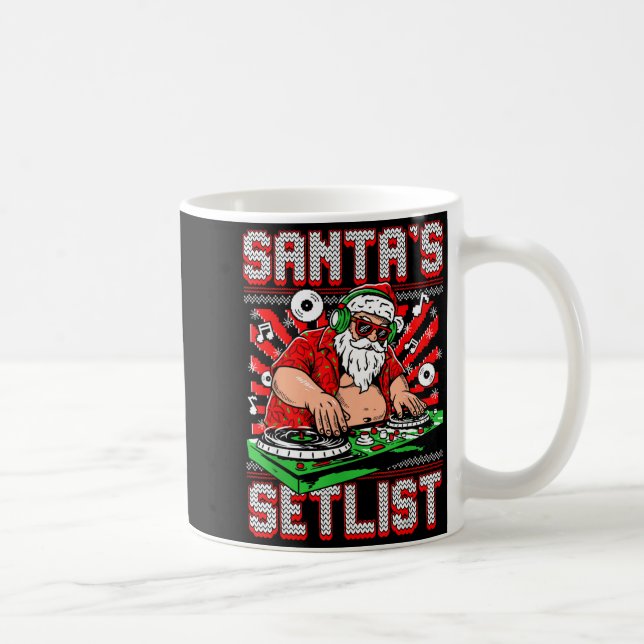 Santa Dj Musician Santa’s Setlist House Music Ugly Kaffeetasse (Rechts)