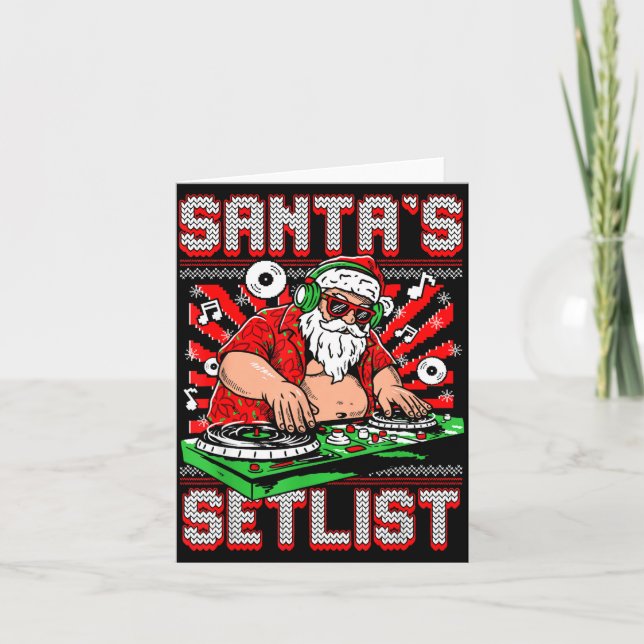 Santa Dj Musician Santa’s Setlist House Music Ugly Karte (Vorderseite)