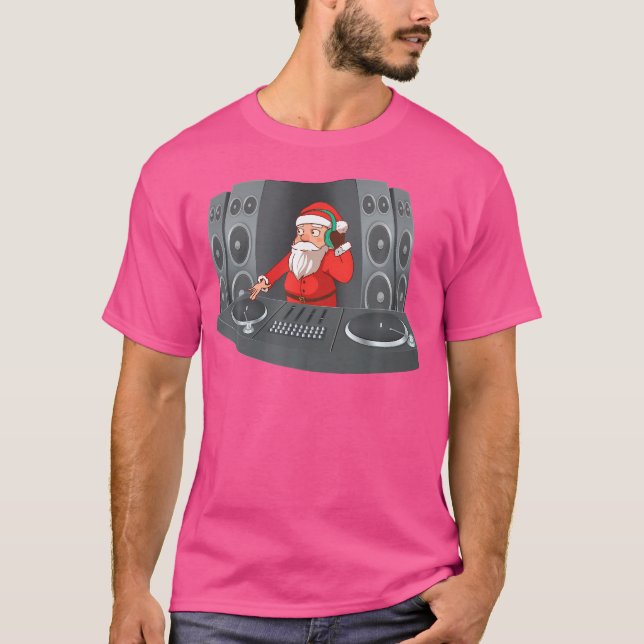 Santa Dj Weihnachtsgeschenk Deejay Techno Hip Hop  T-Shirt (Vorderseite)