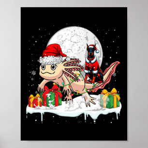 Santa Dobermann Riding Axolotl Weihnachtsmann Kind Poster