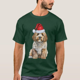 Santa Dog Cockapoo Funny Christmas T-Shirt