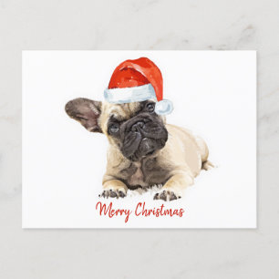 Santa Dog French Bulldog Christmas Niedlicher Welp Feiertagspostkarte