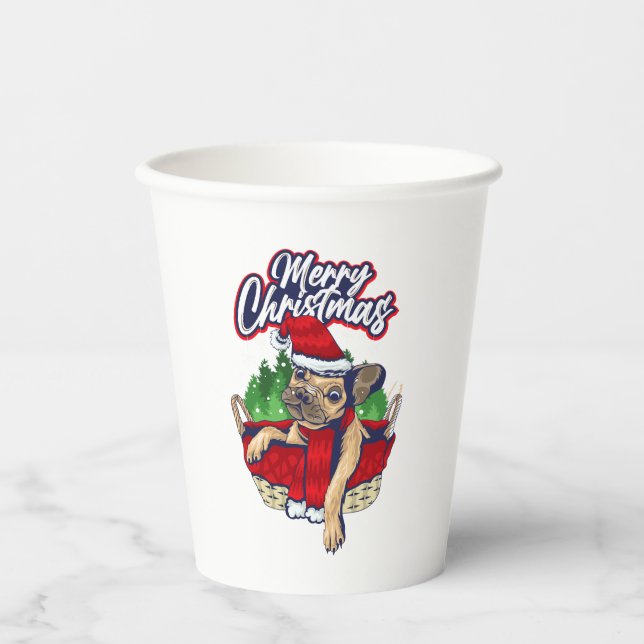 Santa Dog Weihnachts Welpe Santa Paws Frohe Dogmas Pappbecher (Vorderseite)