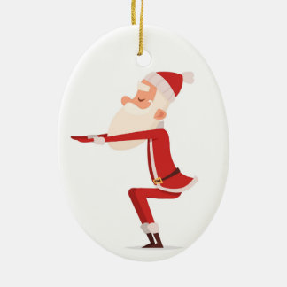 Santa Doing Yoga Keramik Ornament