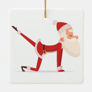 Santa Doing Yoga Keramikornament