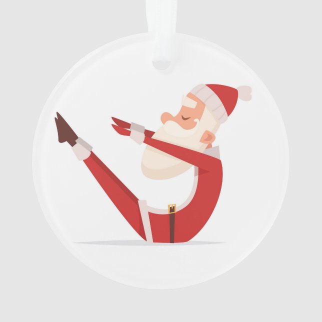Santa Doing Yoga Ornament (Rückseite)