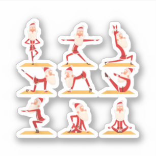 Santa Doing Yoga Übungen Posen Meditation Christus Aufkleber