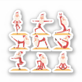 Santa Doing Yoga Übungen Posen Meditation Christus Aufkleber