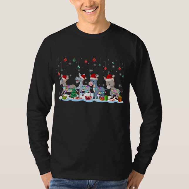 Santa Donkey Squad Christmas Lights Santa Donkey T-Shirt (Vorderseite)
