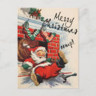 Santa Down the Chimney Oomph Feiertagspostkarte