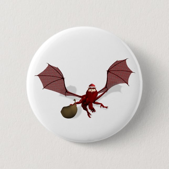 Santa Dragon Button (Vorderseite)