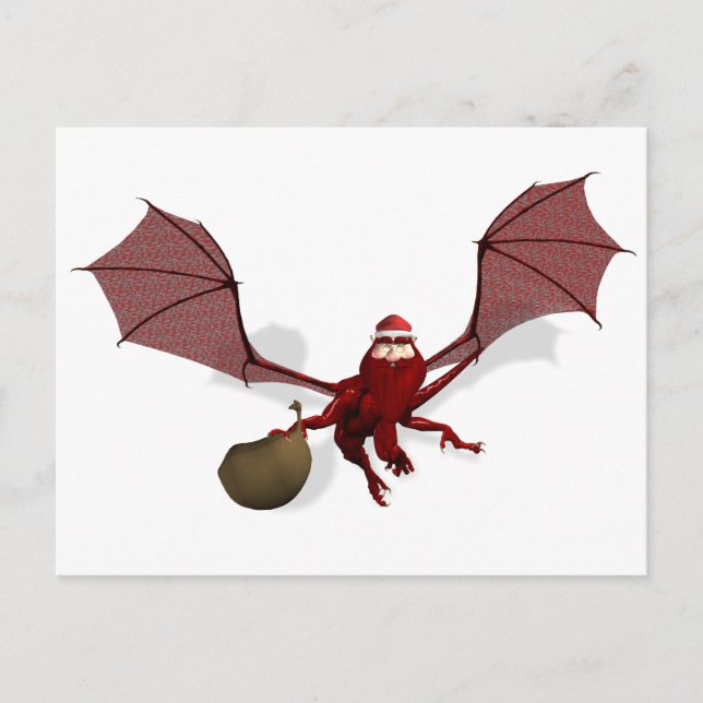 Santa Dragon Feiertagspostkarte (Vorderseite)