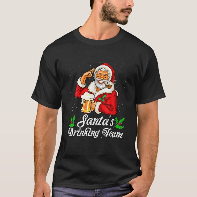Santa Drink Team Drink Bier Drinker Lov T-Shirt (Vorderseite)