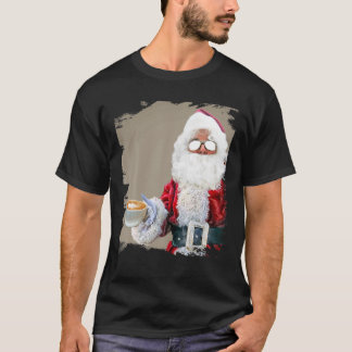 Santa Drinking Coffee Christmas Funny T-Shirt