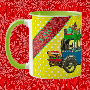 Santa Driving Vintage Car mit Cats Happy Holidays Tasse