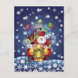 Santa Driving Vintage Car Postkarte