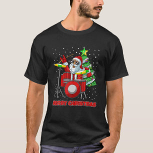Santa Drummer Christmas Pajama X Mas Drum Player M T-Shirt