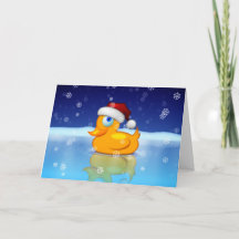 Santa Duck im Eisteich in der Winternacht
