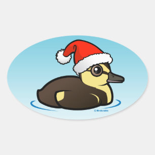 Santa Duckling Ovaler Aufkleber