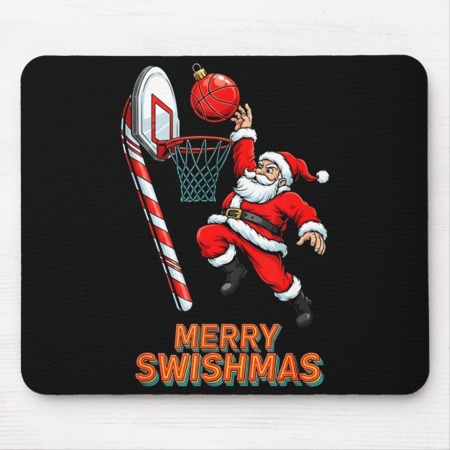 Santa Dunking Merry Swishmas Basketball Christmas  Mousepad (Vorne)