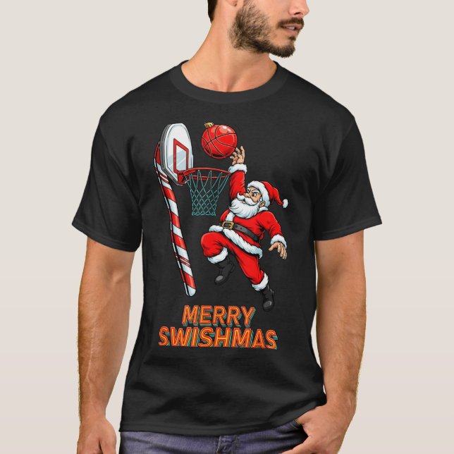 Santa Dunking Merry Swishmas Basketball Christmas  T-Shirt (Vorderseite)