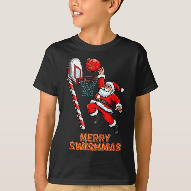Santa Dunking Merry Swishmas Basketball Christmas  T-Shirt (Vorderseite)