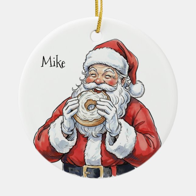 Santa eating bagel Ornament (Vorne)