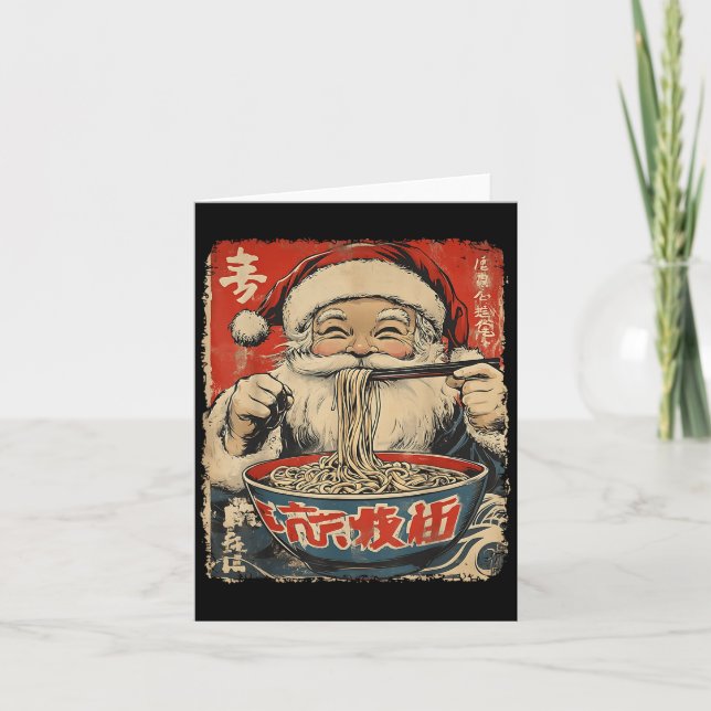 Santa Eating Ramen Noodles Ukiyo-e Insred Christma Karte (Vorderseite)