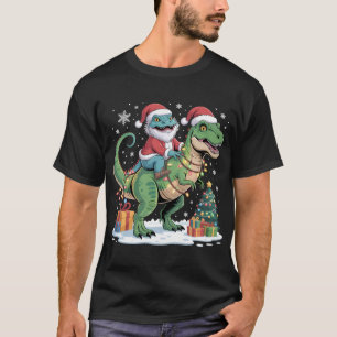 Santa-Echse auf T-Rex mit Geschenken T-Shirt