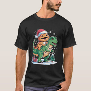 Santa-Echse reitet auf T-Rex Weihnachts-Spaß T-Shirt