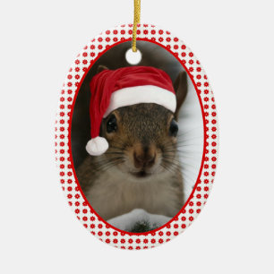 Santa Eichhörnchen™ beidseitig bedruckt Keramik Ornament