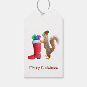 Santa-Eichhörnchen mit Geschenk-Anhängern Geschenkanhänger