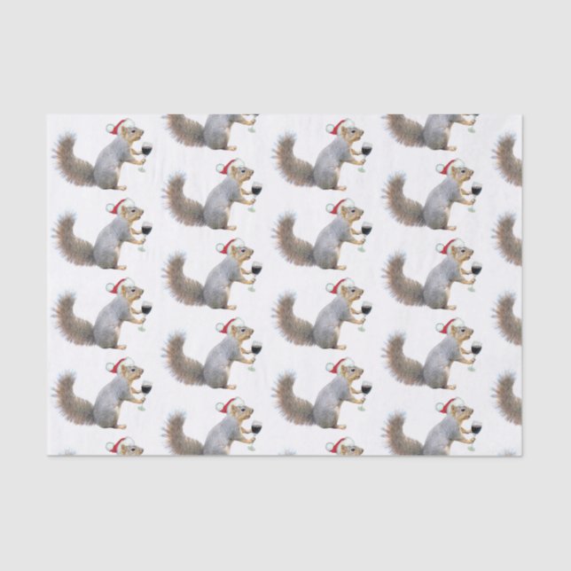 Santa Eichhörnchen mit Weingewebe Seidenpapier (Vorderseite)
