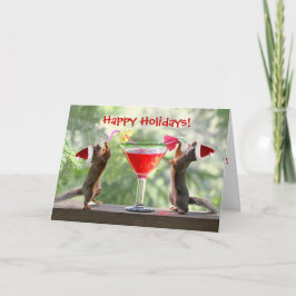 Santa Eichhörnchen trinken einen Cocktail Feiertagskarte