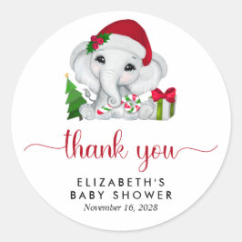 Santa Elephant Baby Girl Dusche Vielen Dank Runder Aufkleber