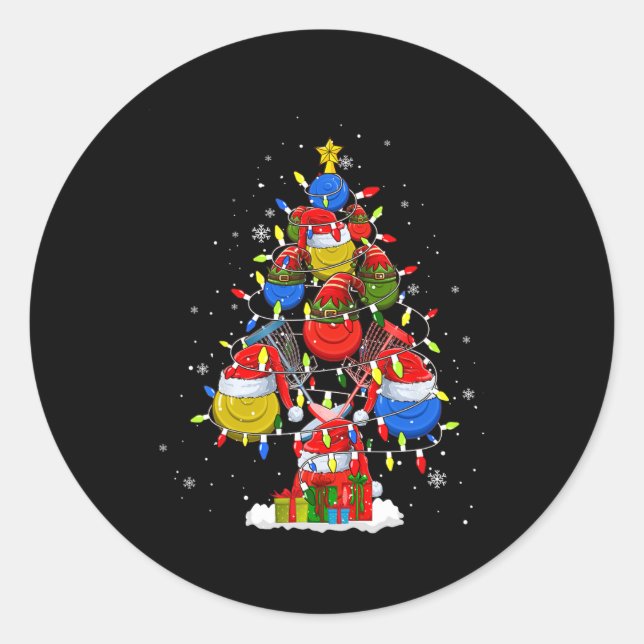 Santa-Elf-Disc-Golf-Byll-Tools-Weihnachtsbaum-Männ Runder Aufkleber (Vorderseite)