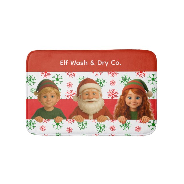 Santa & Elf Faces | North Pole Fun Christmas Bath  Badematte (Vorderseite)