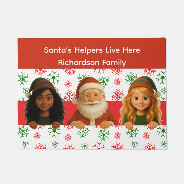 Santa & Elf Faces | North Pole Fun Christmas Door  Fußmatte (Vorderseite)